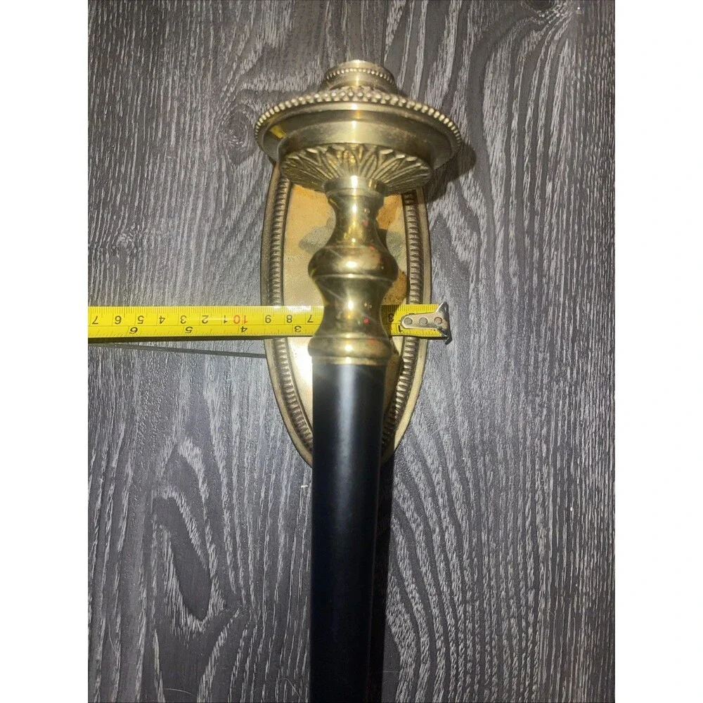 Vintage Brass Wall Sconce Candle Holder French Empire Style Black & Gold 17”Tall